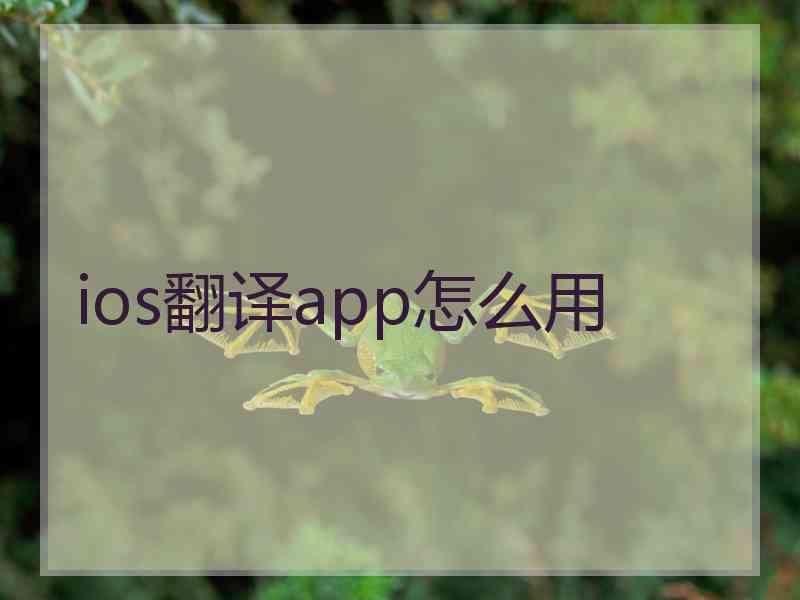 ios翻译app怎么用