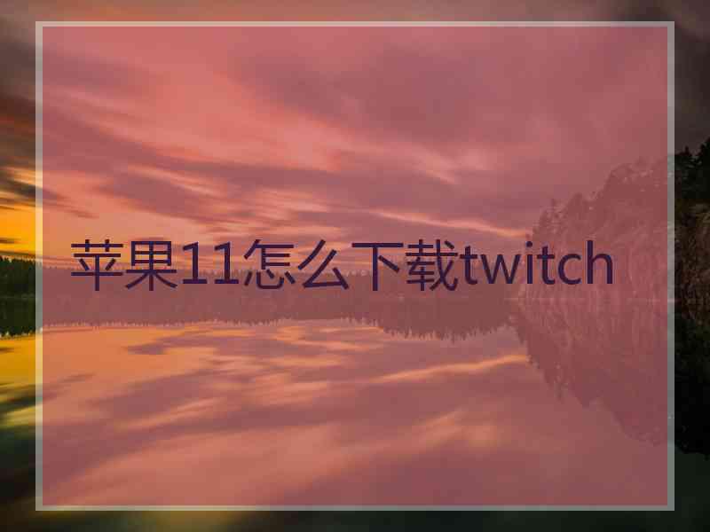 苹果11怎么下载twitch 苹果11怎么下载twitch