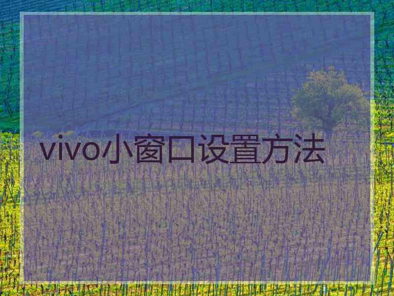 vivo小窗口设置方法 vivo小窗口设置方法