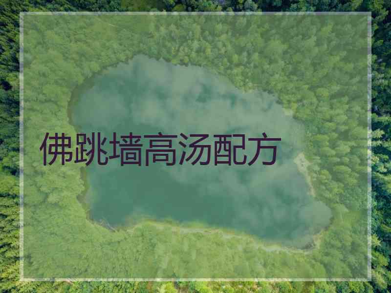 佛跳墙高汤配方 佛跳墙高汤配方