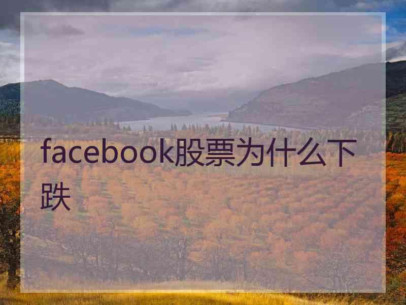 facebook股票为什么下跌 facebook股票为什么下跌