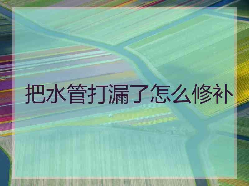 把水管打漏了怎么修补 把水管打漏了怎么修补