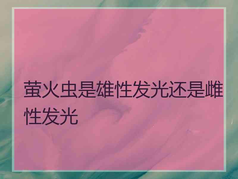 萤火虫是雄性发光还是雌性发光 萤火虫是雄性发光还是雌性发光