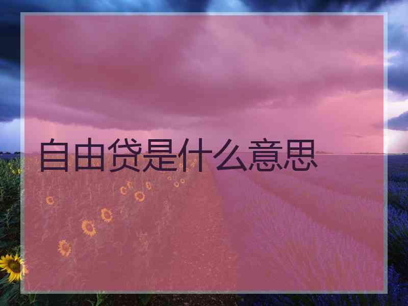 自由贷是什么意思 自由贷是什么意思