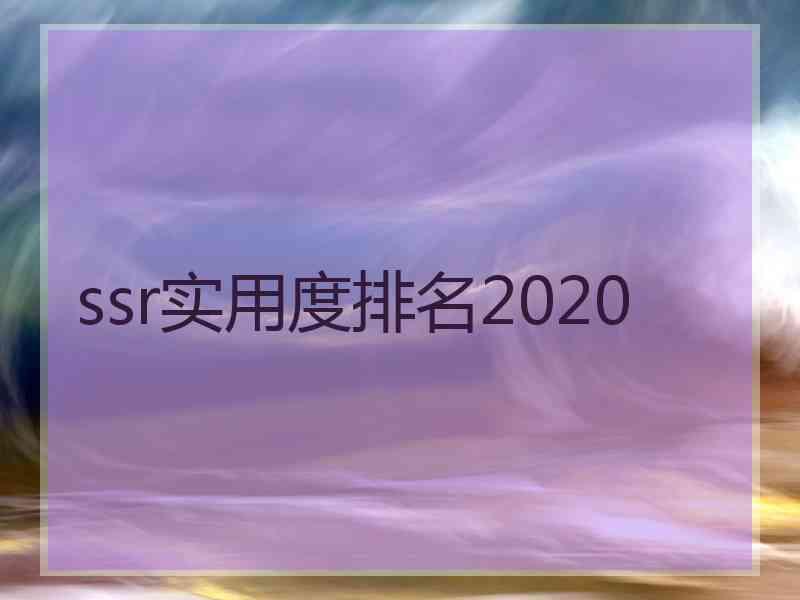 ssr实用度排名2020