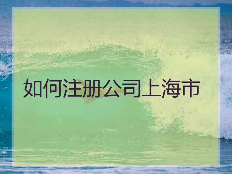 如何注册公司上海市 如何注册公司上海市