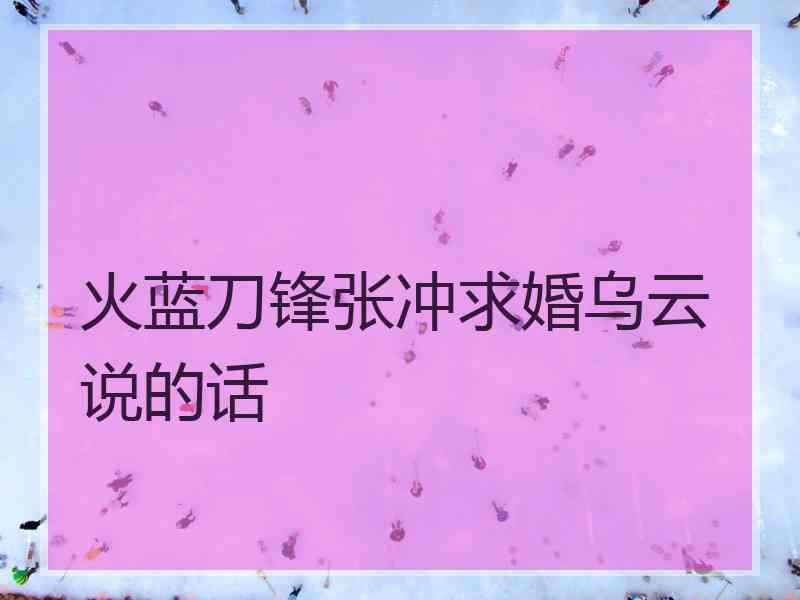 火蓝刀锋张冲求婚乌云说的话 火蓝刀锋张冲求婚乌云说的话
