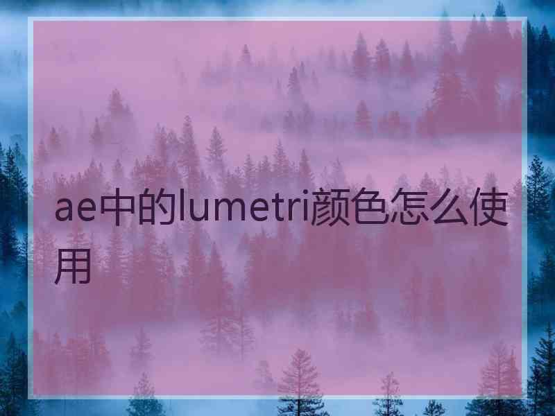 ae中的lumetri颜色怎么使用 ae中的lumetri颜色怎么使用