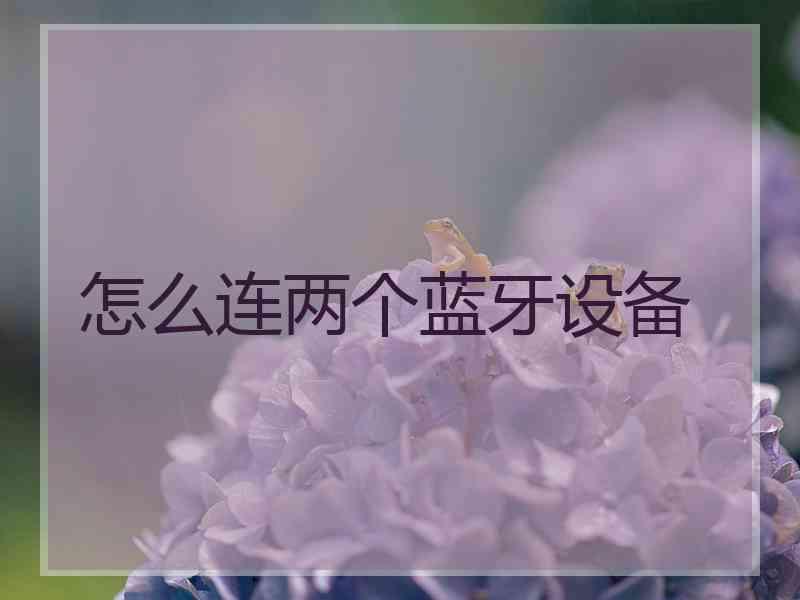 怎么连两个蓝牙设备 怎么连两个蓝牙设备