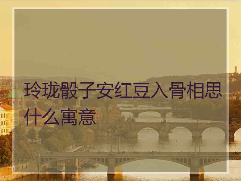玲珑骰子安红豆入骨相思什么寓意 玲珑骰子安红豆入骨相思什么寓意
