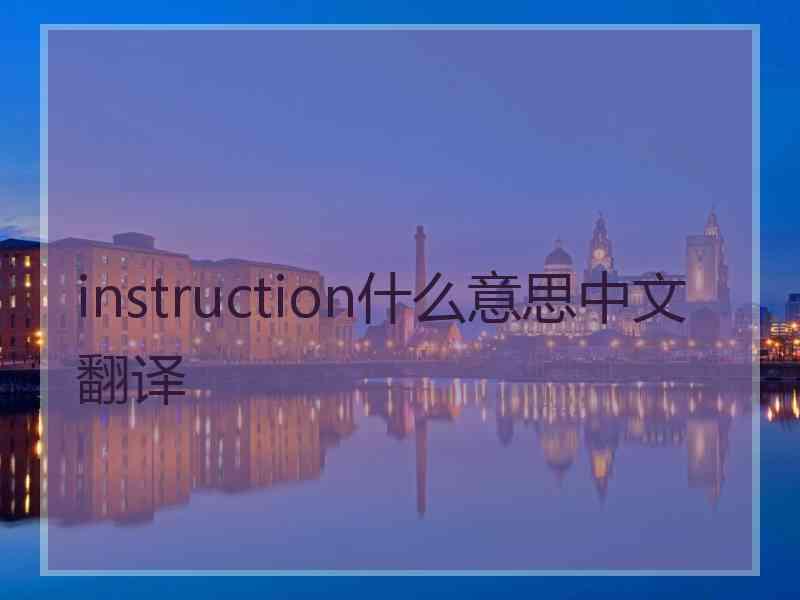 instruction什么意思中文翻译 instruction什么意思中文翻译
