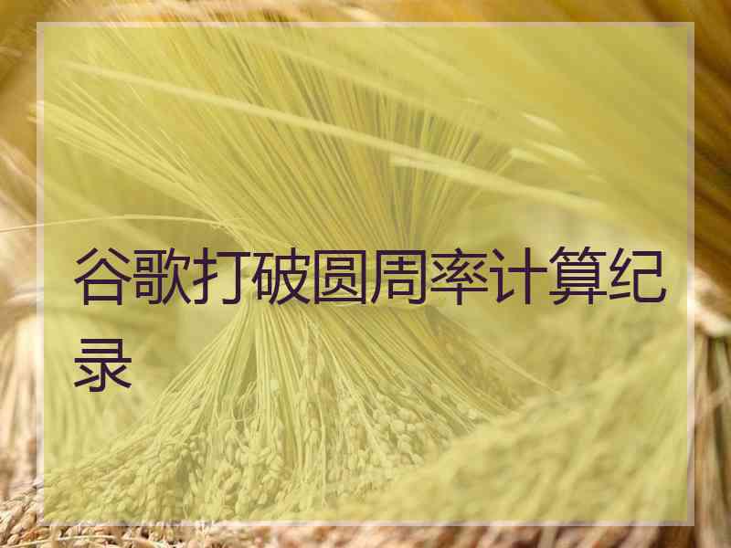 谷歌打破圆周率计算纪录 谷歌打破圆周率计算纪录