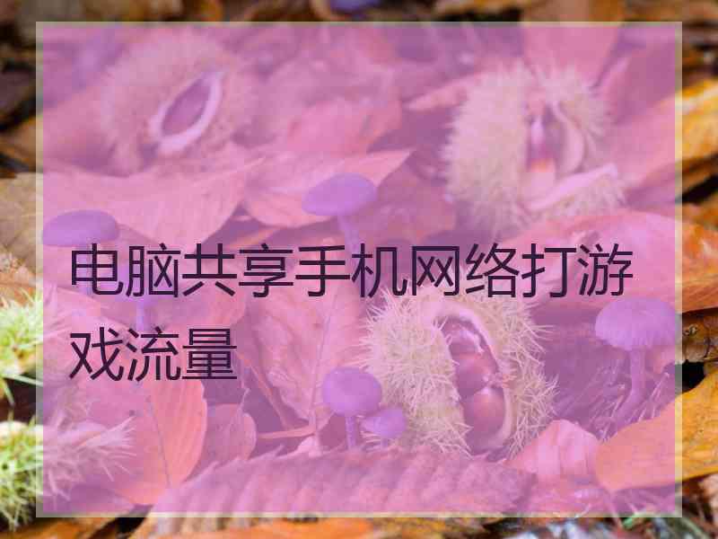 电脑共享手机网络打游戏流量 电脑共享手机网络打游戏流量