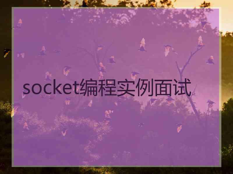 socket编程实例面试 socket编程实例面试