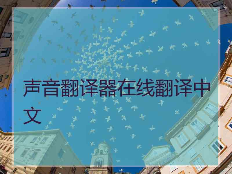 声音翻译器在线翻译中文 声音翻译器在线翻译中文