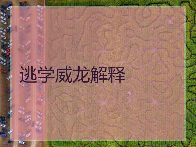 逃学威龙解释 逃学威龙解释