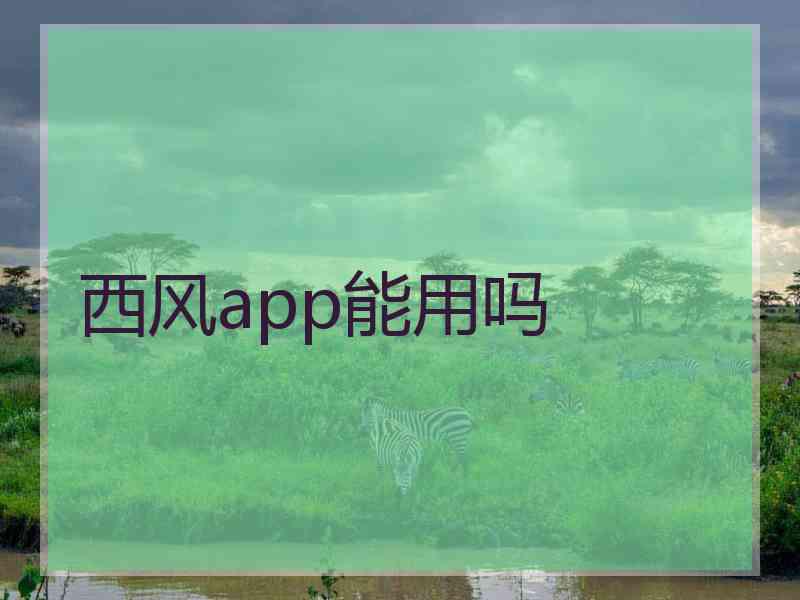 西风app能用吗 西风app能用吗