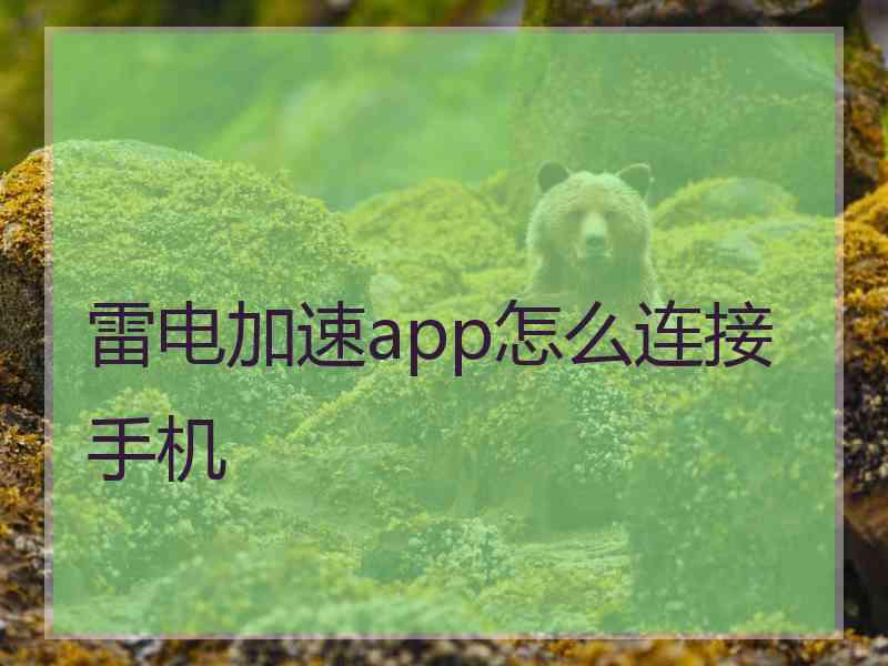雷电加速app怎么连接手机 雷电加速app怎么连接手机
