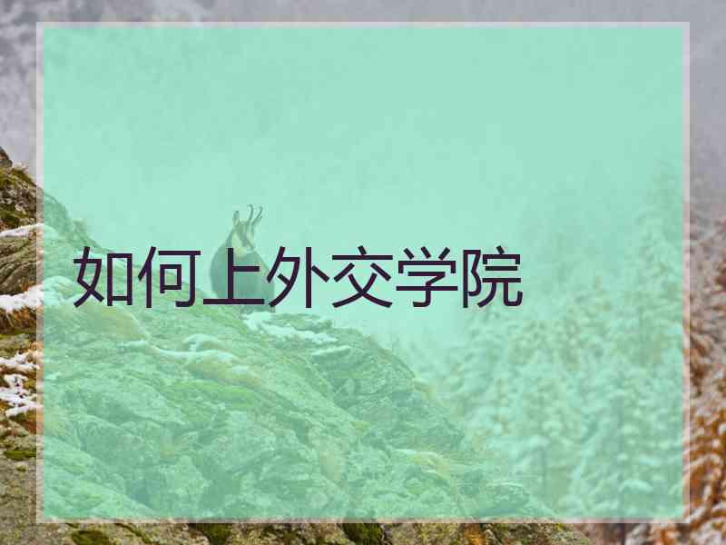 如何上外交学院 如何上外交学院
