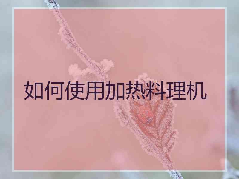 如何使用加热料理机