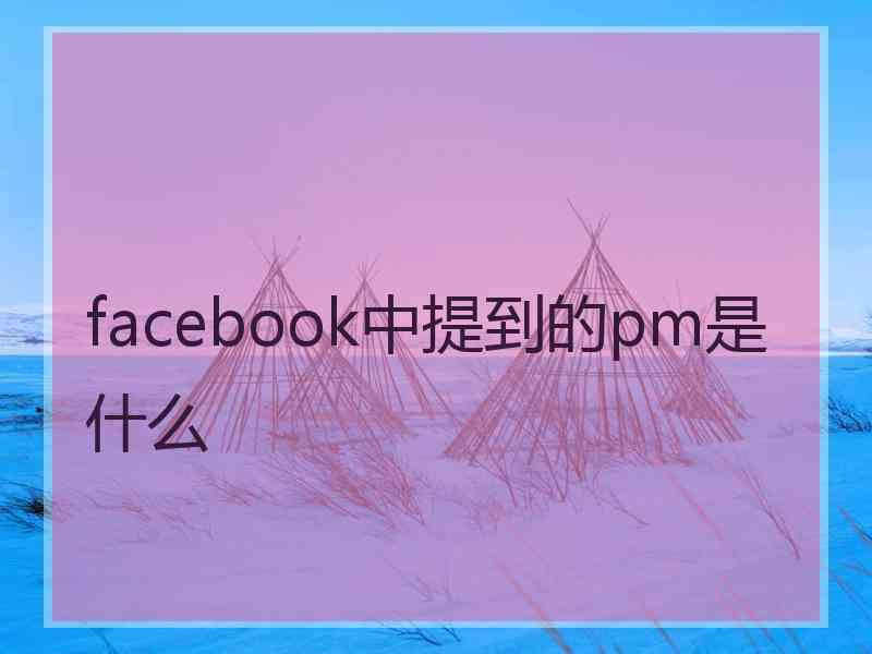 facebook中提到的pm是什么