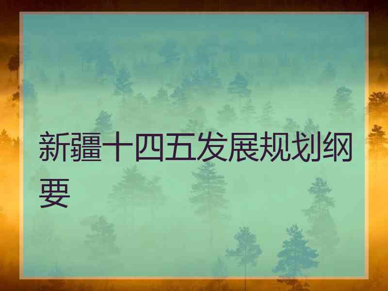 新疆十四五发展规划纲要
