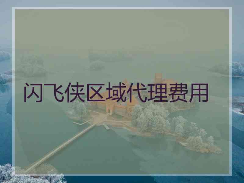 闪飞侠区域代理费用