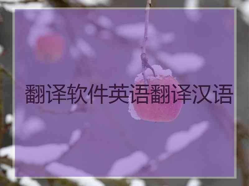翻译软件英语翻译汉语