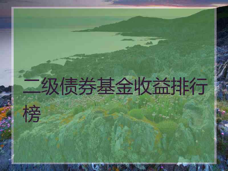 二级债券基金收益排行榜
