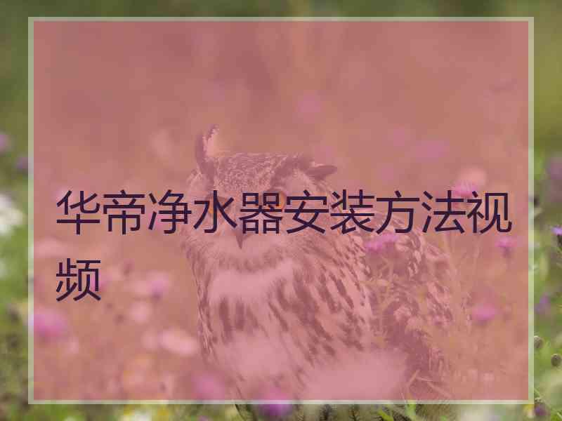 华帝净水器安装方法视频