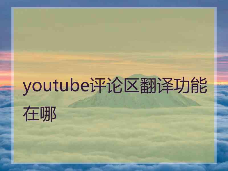 youtube评论区翻译功能在哪