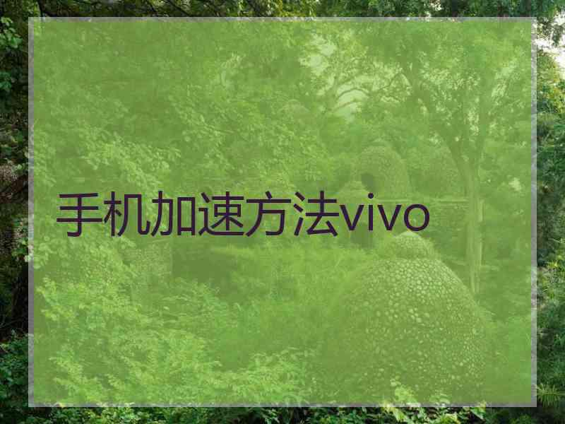手机加速方法vivo