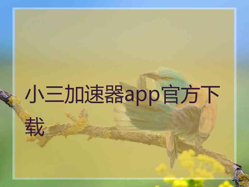 小三加速器app官方下载