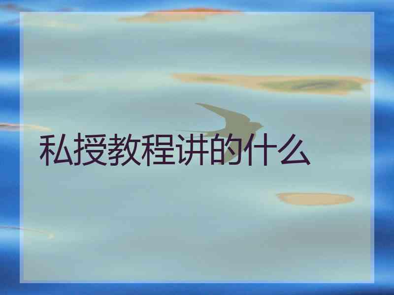 私授教程讲的什么