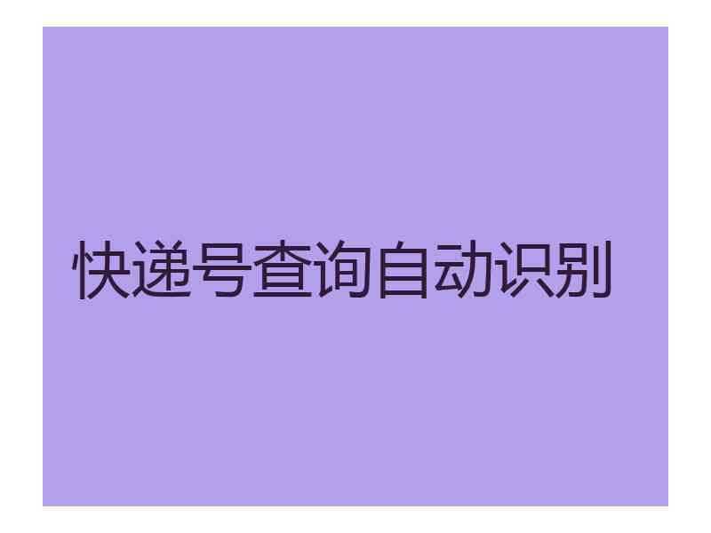 快递号查询自动识别