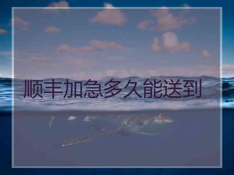 顺丰加急多久能送到