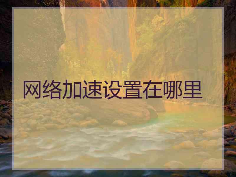网络加速设置在哪里