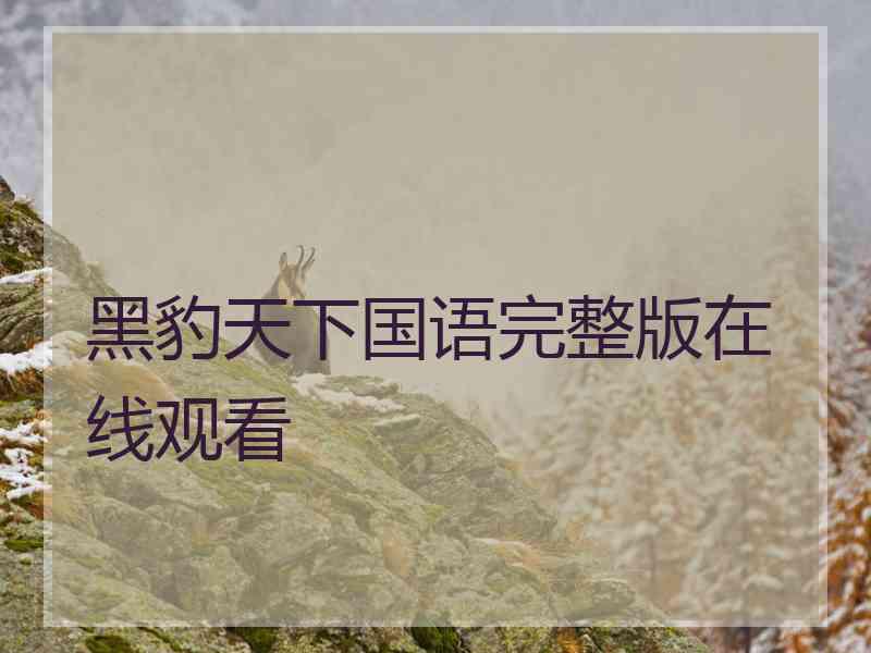 黑豹天下国语完整版在线观看