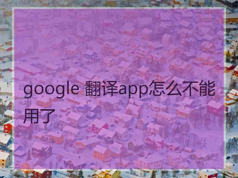 google 翻译app怎么不能用了