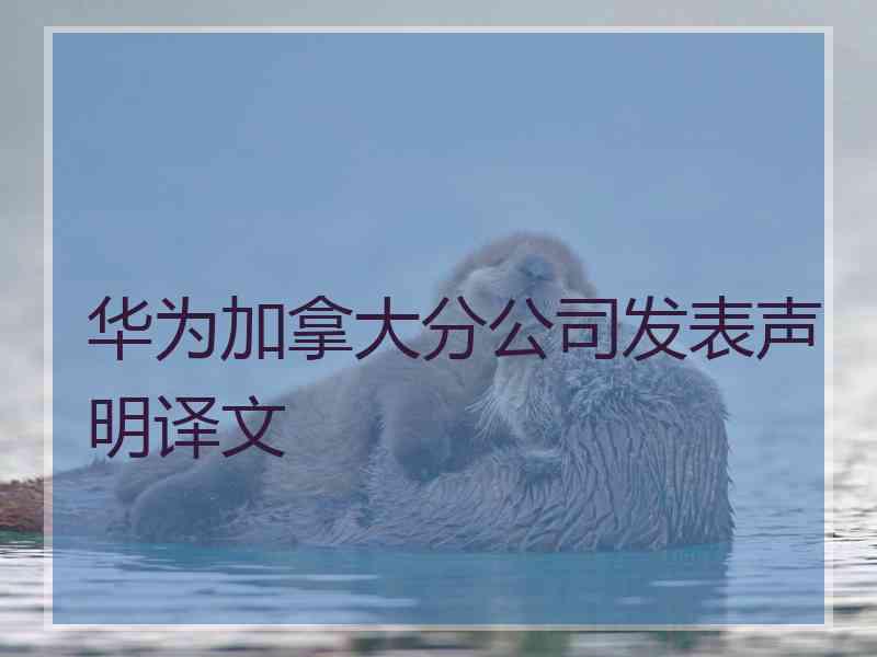 华为加拿大分公司发表声明译文