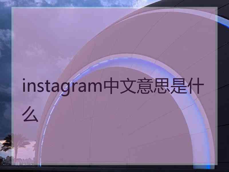 instagram中文意思是什么