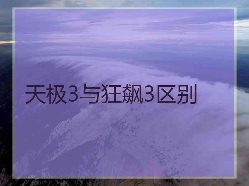 天极3与狂飙3区别