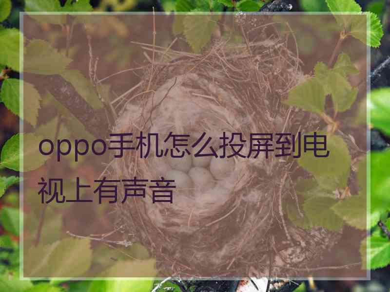 oppo手机怎么投屏到电视上有声音