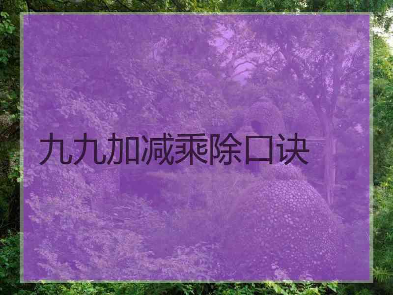 九九加减乘除口诀