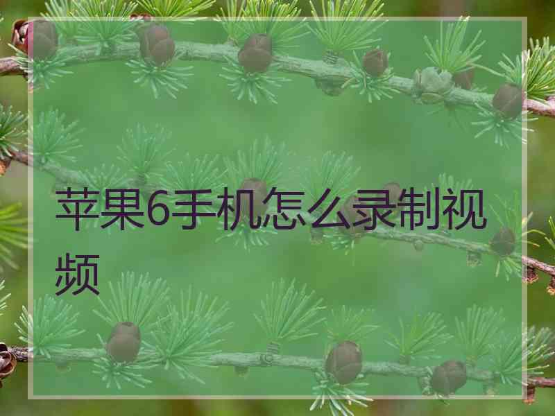 苹果6手机怎么录制视频