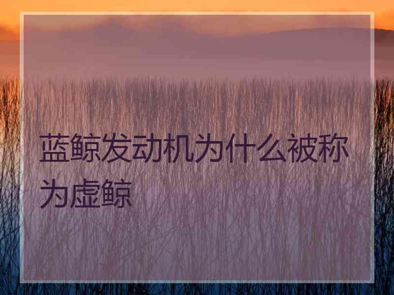 蓝鲸发动机为什么被称为虚鲸