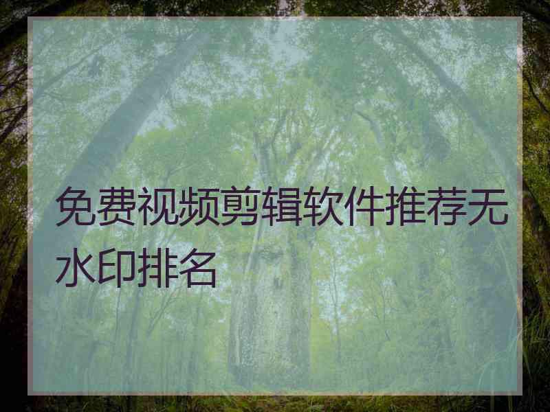 免费视频剪辑软件推荐无水印排名