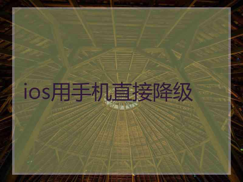 ios用手机直接降级