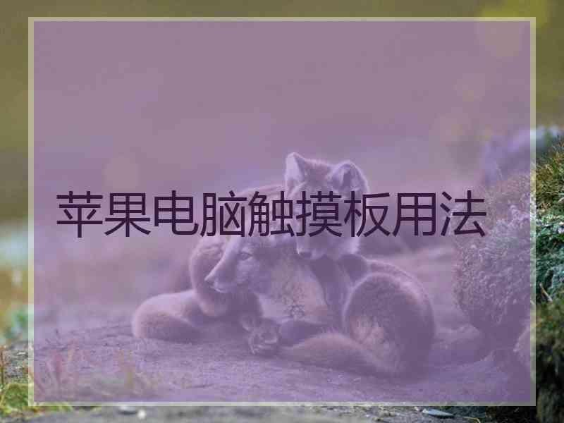 苹果电脑触摸板用法