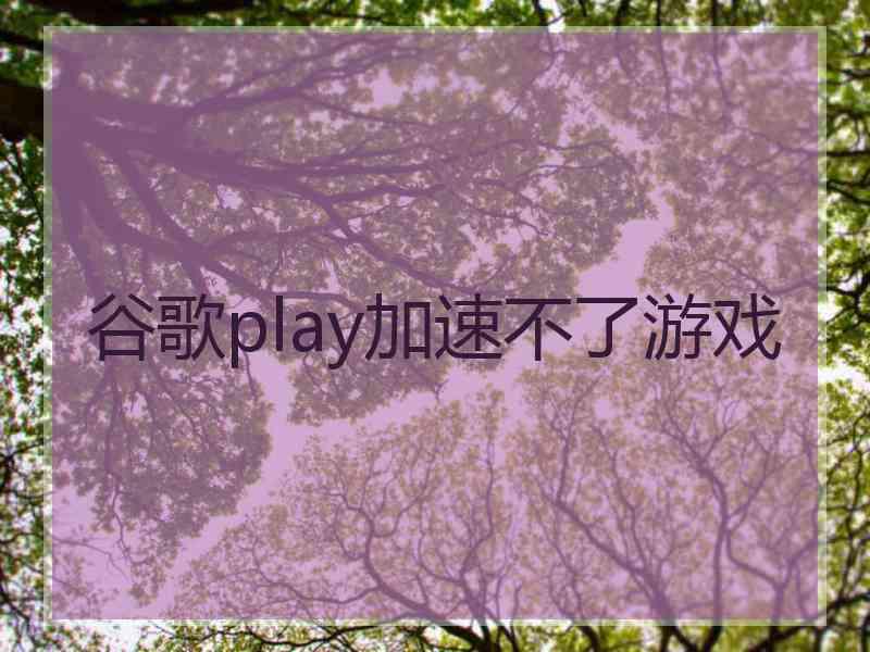 谷歌play加速不了游戏